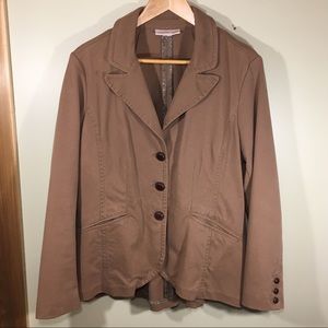 Coldwater Creek Brown Canvas Blazer Field Coat